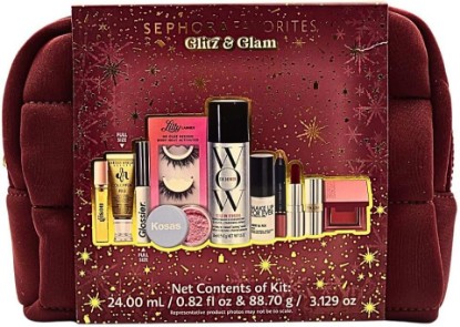 Picture of SEPHORA Glitz & Glam 10 Piece Holiday Gift Set: Makeup, Hair & Skincare Essentials with Red Lipstick, Blush, Powder & Lashes
