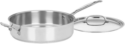 Picture of Cuisinart 5.5 Quart Sauté Pan w/ Cover, Stainless Steel Pan with Lid, Large Kitchen Pan, Dishwasher Safe, Compatible with Induction, Electric, Gas Cooktops, Oven Safe Saucepan, Cool Grip Handles
