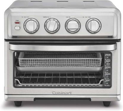 Picture of Cuisinart Air Fryer Toaster Oven, 1800W, 8-in-1 with Air Fry, Convection, Broil & Warm, 0.6 Cubic Feet, 60-Minute Timer, TOA-70NAS, Stainless Steel