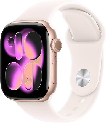 Picture of Apple Watch Series 11 [GPS 42mm] Smartwatch with Rose Gold Aluminum Case with Light Blush Sport Band - S/M. Sleep Score, Fitness Tracker, Health Monitoring, Always-On Display, Water Resistant