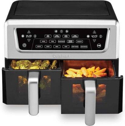 Picture of Cuisinart Dual Basket Air Fryer, Two Baskets 11 Qt in Total, 6 Functions: Air Fry, Roast, Bake, Broil, Dehydrate & Keep Warm, Features Sync Finish & Sync Settings, Toss Reminder & Auto-Pause, ADZ-112