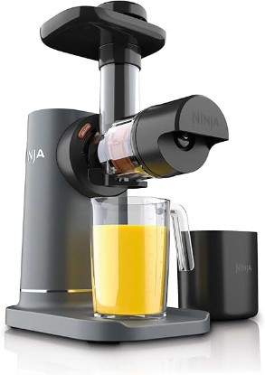 Picture of Ninja NeverClog Cold Press Juicer | Powerful Electric Slow Masticating Juicer with Pulp Control | XL Capacity | 24 oz. Juice Jug & 36 oz. Pulp Container | Dishwasher Safe | Charcoal | 150W | JC151​