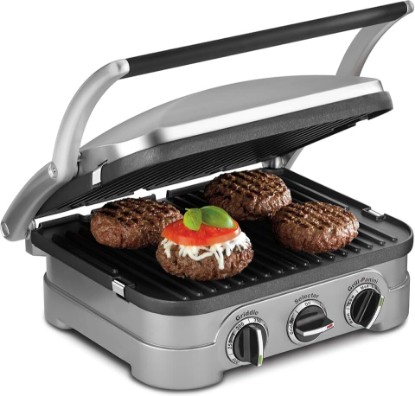 Picture of Cuisinart Griddler Indoor Grill, Panini Press, Sandwich Maker & More, 5-in-1 Grilling, Dishwasher-Safe Nonstick Cooking Plates, GR-4NNAS, Stainless Steel