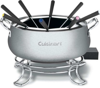 Picture of Cuisinart Fondue Pot Set, 3-Quart Stainless Steel Electric Fondue Pot for Chocolate, Cheese, Broth, and Oil, Includes 8 Forks, Temperature Control, Nonstick Interior, Dishwasher Safe, CFO-3SSNAS