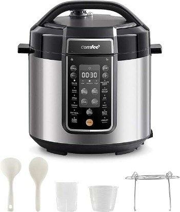 Picture of COMFEE’ Pressure Cooker 6 Quart with 13 Cooking Functions, Olla de Presion Non-Stick Pot Yogurt Maker Rice Cooker Slow Cooker Sauté Steamer, Healthy Ceramic Inner Pot