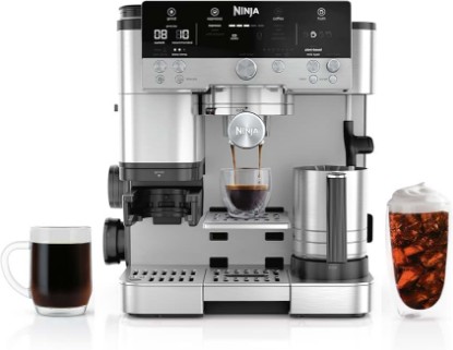 Picture of Ninja Luxe Café Premier 3-in-1 Espresso Machine, Drip Coffee, & Rapid Cold Brew | Built-in Coffee Grinder, Hands-Free Milk Frother, Assisted Tamper for Cappuccinos & Lattes | Stainless Steel | ES601