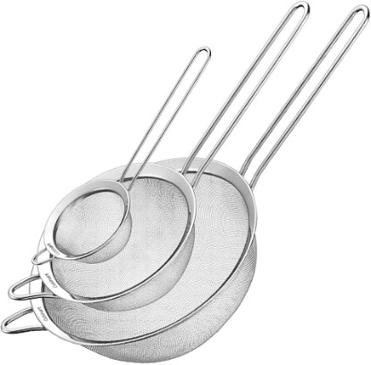 Picture of Cuisinart Mesh Strainers, 3 Count Stainless Steel Mesh Strainers for Kitchen, Fine Mesh Kitchen Strainer Set for Sifting, Straining & Cooking, Silver, CTG-00-3MS