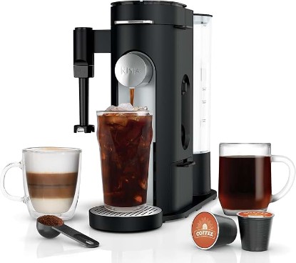Picture of Ninja Coffee Maker | Single Serve |Brew with Coffee Pods & Grounds| Compatible with K-Cup Coffee Pods | 4 Brew Styles, up to 24oz Cup Sizes & 56oz Removable Reservoir | Black | PB051