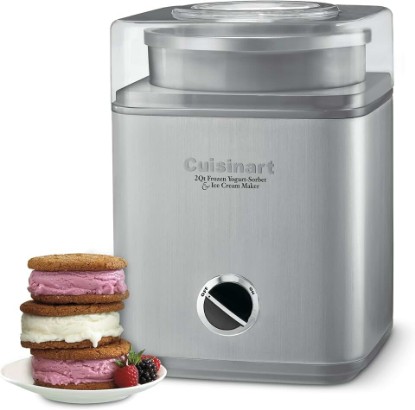 Picture of Cuisinart Ice Cream Maker Machine, 2-Quart Ice Cream, Sorbet and Frozen Yogurt Machine, Fully Automatic Double-Insulated Freezer Bowl Makes Frozen Desserts in Under 30 Minutes, ICE30BCP1, Silver