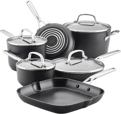 Picture of KitchenAid Hard Anodized Induction Nonstick Cookware Pots and Pans Set, 10 Piece, Matte Black