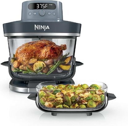 Picture of Ninja Crispi Pro 6-in-1 Glass Air Fryer | 450°F, Nontoxic, 6qt & 2.5qt Containers & Lids | Microwave, Freezer, Dishwasher Safe | Max Crisp, Air Fry, Bake, Roast, Recrisp, Dehydrate |Cyberspace AS101CY