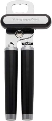Picture of KitchenAid Classic Multifunction Can Opener and Bottle Opener Easy to Use, Razor Sharp Stainless Steel Cutting Wheel, Soft Ergonomic Handles, Black