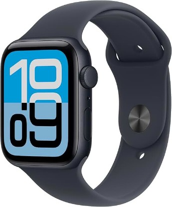 Picture of Apple Watch SE 3 [GPS 44mm] Smartwatch with Midnight Aluminum Case with Midnight Sport Band - M/L. Fitness and Sleep Trackers, Heart Rate Monitor, Always-On Display, Water Resistant