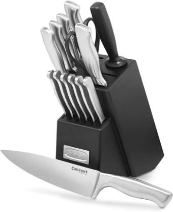 Picture of Cuisinart Stainless Steel Hollow Handle 15-Piece Cutlery Block Set, Kitchen Knife Set with Steel Blades for Precise Cutting, Durable Knives with Ergonomic Handles, C77SS-15PK
