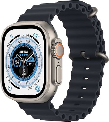 Picture of Apple Watch Ultra [GPS + Cellular 49mm] Titanium Case with Midnight Ocean Band, One Size (Renewed)