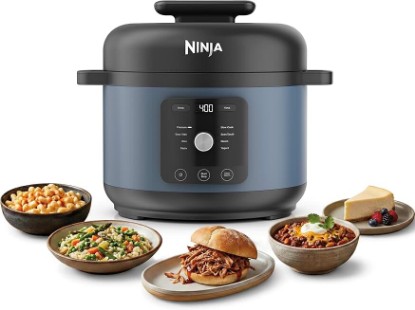 Picture of Ninja HyperHeat 9-in-1 Electric Pressure Cooker | 6.5 Qt Multi Cooker with Sear/Sauté, Slow Cooker, Rice Cooker, Sous Vide | 1200W | Fast Cooking, PFAS-Free Pot | Blue Macaron | PC201
