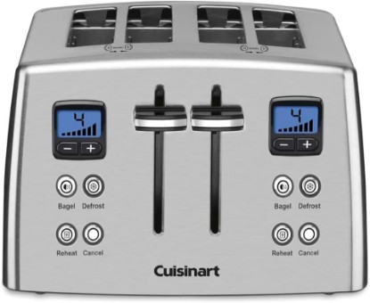 Picture of Cuisinart 4 Slice Countdown Motorized Toaster, Compact Design with Extra-Wide Slots for Toasting, Defrost & Reheat Functions, CPT-435P1, Stainless Steel