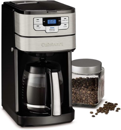 Picture of Cuisinart Automatic Grind & Brew 12-Cup Coffee Maker with Blade Grinder, Programmable Coffee Machine Glass Carafe with 1-4 Cup Setting, Brew Pause, Grind-Off Option, DGB-400NAS, Black/Stainless Steel