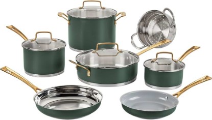 Picture of Cuisinart Cookware Set, 11 Piece Stainless Steel Cookware Pots and Pans, Home and Kitchen Durable Stainless Steel for Everyday Cooking, Matte Thyme, MT89G-11