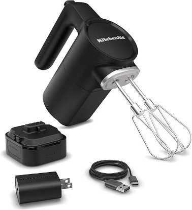 Picture of KitchenAid Go Cordless Hand Mixer, Metal - KHMR762, Black Matte