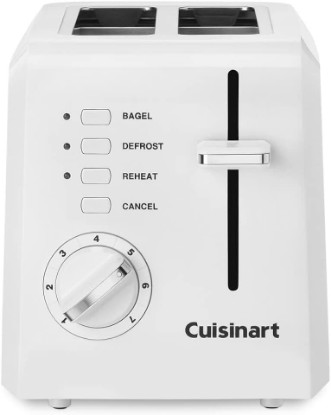 Picture of Cuisinart CPT-122 2-Slice Compact Plastic Toaster, Slots for Bagels & Bread, 7 Shade Settings, Cancel/Defrost/Reheat Functions, Removable Crumb Tray, Small Kitchen Appliance for Home & Office, White