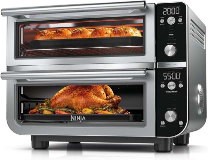 Picture of Ninja Double Oven Pro Smart XL Countertop Oven & Air Fryer | 30.2 Qt Capacity | 12-in-1 with Smart Finish & DualZone Tech to Cook 2 Meals at Once | Fits up to 4.5lb Chicken | Stainless Steel | DCT801