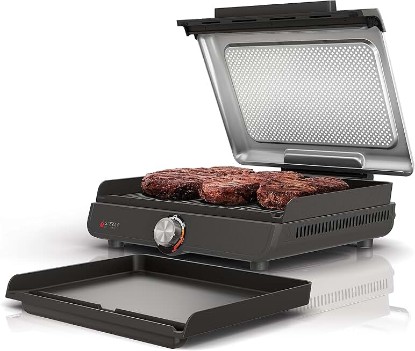 Picture of Ninja Griddle and Indoor Grill, 14’’, Electric Grill, For Steak, Burgers, Salmon, Veggies, and More, Pancake Griddle, Nonstick, Dishwasher Safe, 500F, Even Cooking, Silver, GR101