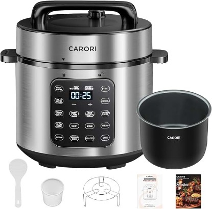 Picture of Electric Pressure Cooker 6 Qt, 9 Functions Programmable Instant Pot with IMD Touchscreen, Rice Cook, Slow Cook, Steam, Sauté, Warm, 16+ Safety Features, 1000W Silver