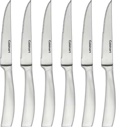 Picture of Cuisinart Forged Premium Steak Knives, 6-Piece Set, High-Carbon Stainless Steel Blades, Precision-Tapered V-Edge for Long-Lasting Sharpness, Dishwasher Safe, C77SS-6PSK2