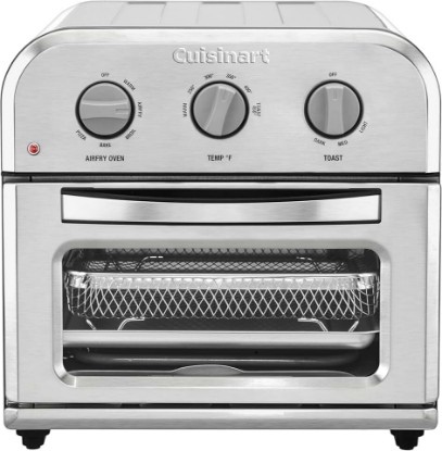 Picture of Cuisinart Compact Air Fryer Toaster Oven, Stainless Steel Fryer with 6-in-1 Functions, Adjustable Temperature, Includes Oven Rack, Baking Pan and Air Fry Basket, TOA-26