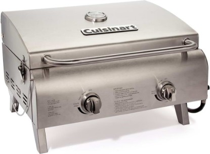 Picture of Cuisinart Chef's Style Tabletop Portable Propane Grill, 20,000 BTU Stainless Steel 2-Burner Outdoor Gas Grill for Camping, Tailgates, BBQ, Hassle-Free Setup, Twist-Start Ignition, CGG-306