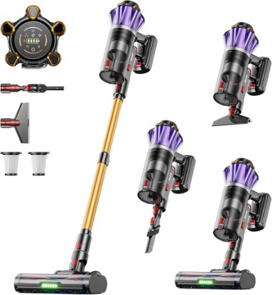 Picture of Cordless Vacuum Cleaner, 650W 55Kpa 70Mins Cordless Stick Vacuum with Hurricane Mode, 1.8L Cup, Anti-Tangle Vacuum Cordless, Self-Standing Vacuum Cleaners for Home Pet Hair Carpets