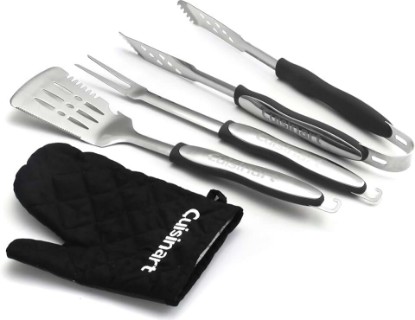 Picture of Cuisinart 3‑Piece Stainless Steel BBQ Grilling Tool Set with Grill Glove – Outdoor Grill Accessories, Perfect Grilling Gift for Men, Dads & Grill Masters, CGS-134BL