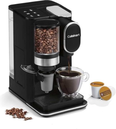 Picture of Cuisinart Single-Serve Coffee Maker + Coffee Grinder with 8 oz., 10 oz., and 12 oz. Serving Size, Compatible with Single-Cup Pods, 48-Ounce Removable Reservoir, Stainless Steel, DGB-2