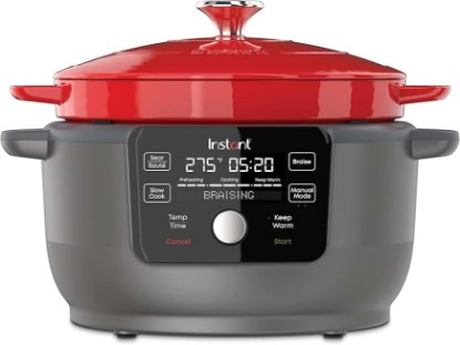Picture of Instant Pot Electric Round Dutch Oven,6-Quart 1500W,From the Makers of Instant Pot,5-in-1: Braise,Slow Cook,Sear/Sauté,Food Warmer,Cooking Pan,Enameled Cast Iron,Included Recipe Book,Red