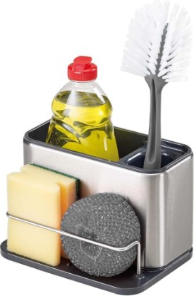 Picture of Joseph Joseph Surface Stainless Steel Caddy Sink Area Organizer and Sponge Holder, Gray