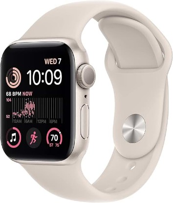 Picture of Apple Watch SE (2nd Gen) (GPS, 40mm) - Starlight Aluminum Case with Starlight Sport Band, M/L (Renewed)