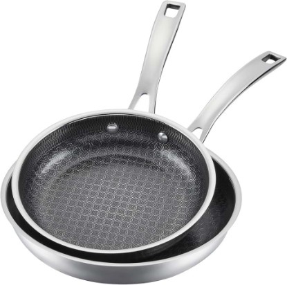Picture of Cuisinart FusionPlus Hybrid Nonstick Stainless Steel Cookware Set, 2-Piece Skillet Cooking Set with PFAS-Free PURELYSEAR Ceramic Non Stick Technology, Scratch Proof, Cool Grip Handles, Dishwasher Safe