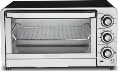 Picture of Cuisinart Custom Classic Toaster Oven Broiler, 1800 Watt Countertop Toaster Oven to Bake, Broil, and Toast, Non-Stick Interior, Consistent Toast Control, Brushed Stainless Steel/Black, TOB-40N