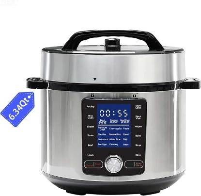 Picture of OLIXIS 24-in-1 Electric Pressure Cooker 6.34 Quart, Stainless Steel Multi-Cooker for Canning, Slow Cook, Yogurt, Steam, Rice, Soup, Bean, Poultry, Beef, Bake, Stew & Porridge, Family Size