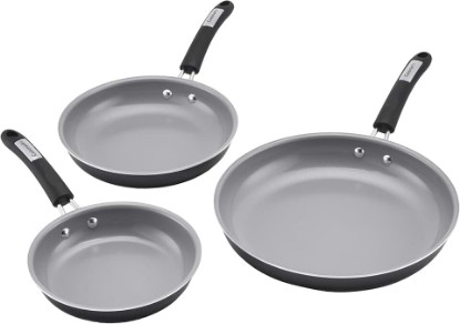 Picture of Cuisinart 3-Pc Classic Ceramic Nonstick Skillet Set, Amazon Exclusive, 35C22-3BK