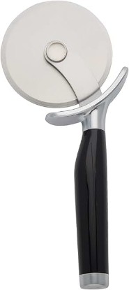 Picture of KitchenAid Classic Pizza Wheel with Sharp Blade For Cutting Through Crusts, Pies and More, Built In Finger Guard for Safety and Comfort Grip to Protect Fingers, Dishwasher Safe, 9-Inch, Black