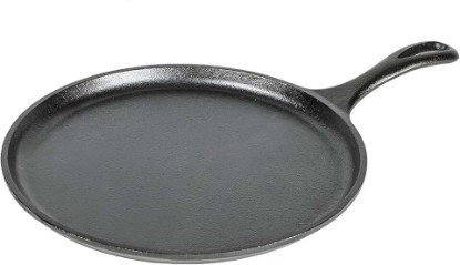 Picture of Lodge Round Seasoned Cast Iron Griddle 10.5 Inches - Round-Shaped, Pre-Seasoned Iron Griddle Pan - Non-Toxic, PFAS-Free Cookware - Compatible with Stovetop, Oven, Grill, or Campfire