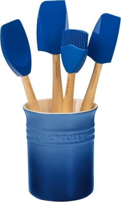 Picture of Le Creuset Silicone Craft Series Utensil Set with Stoneware Crock, 5 pc., Marseille