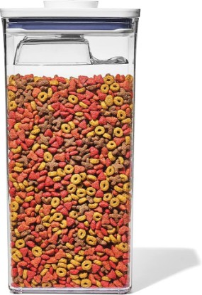 Picture of OXO Good Grips Pet POP Container – 6.0 Qt/5.7 L with Half Scoop, Ideal for up to 6.5lbs of Dog Food or 4.5lbs of Cat Food, Airtight Dog and Cat Food Storage Container, BPA Free, Clear