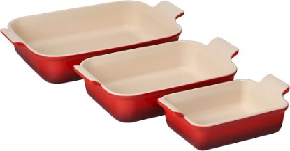 Picture of Le Creuset Stoneware Heritage Set 3 Rectangular Dishes, Cerise
