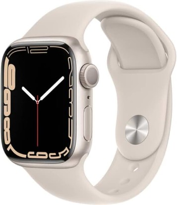 Picture of Apple Watch Series 7 (GPS, 41mm) Starlight Aluminum Case with Starlight Sport Band, Regular (Renewed)