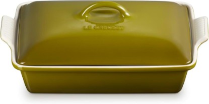 Picture of Le Creuset Stoneware Heritage Rectangular Covered Casserole, 4 qt., Olive