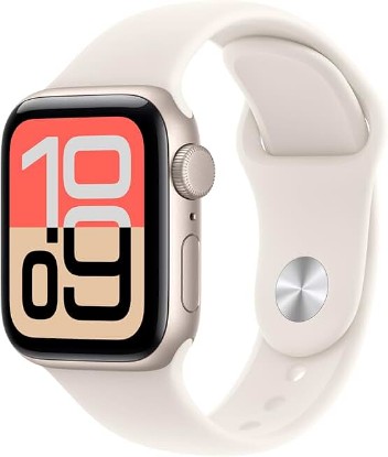 Picture of Apple Watch SE 3 [GPS 40mm] Smartwatch with Starlight Aluminum Case with Starlight Sport Band - S/M. Fitness and Sleep Trackers, Heart Rate Monitor, Always-On Display, Water Resistant