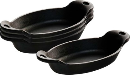 Picture of Lodge Oval Cast Iron Mini Server - Heat-Treated - Perfect Size for Dips, Desserts & Appetizers - Great for Home & Restaurant Use - 9 Ounce (Pack of 4)